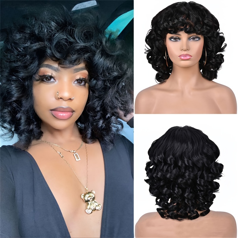 Half Green Half Black Wigs Synthetic Short Wavy Curly Wig Temu