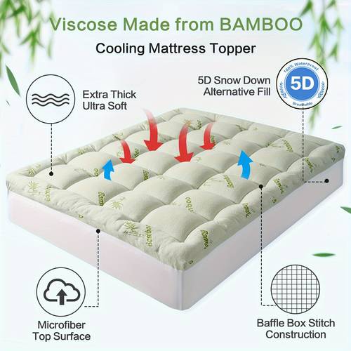 bamboo extra thick mattress topper quilted fitted mattress pad pillow top mattress cover with deep pocket up to 21 inches