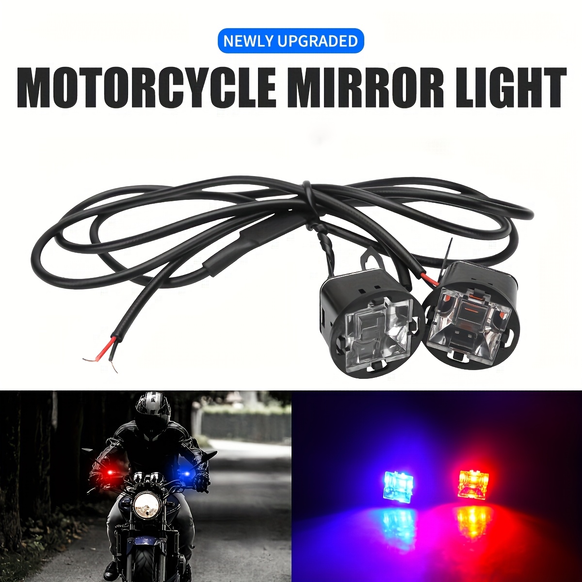 TEMU 1 Set Led Mirror Lights, Motorcycle Rearview Mirror Lights, Neon Decorative Lights, Ambient Lights, Motorcycle Accessory Lights, 12v High