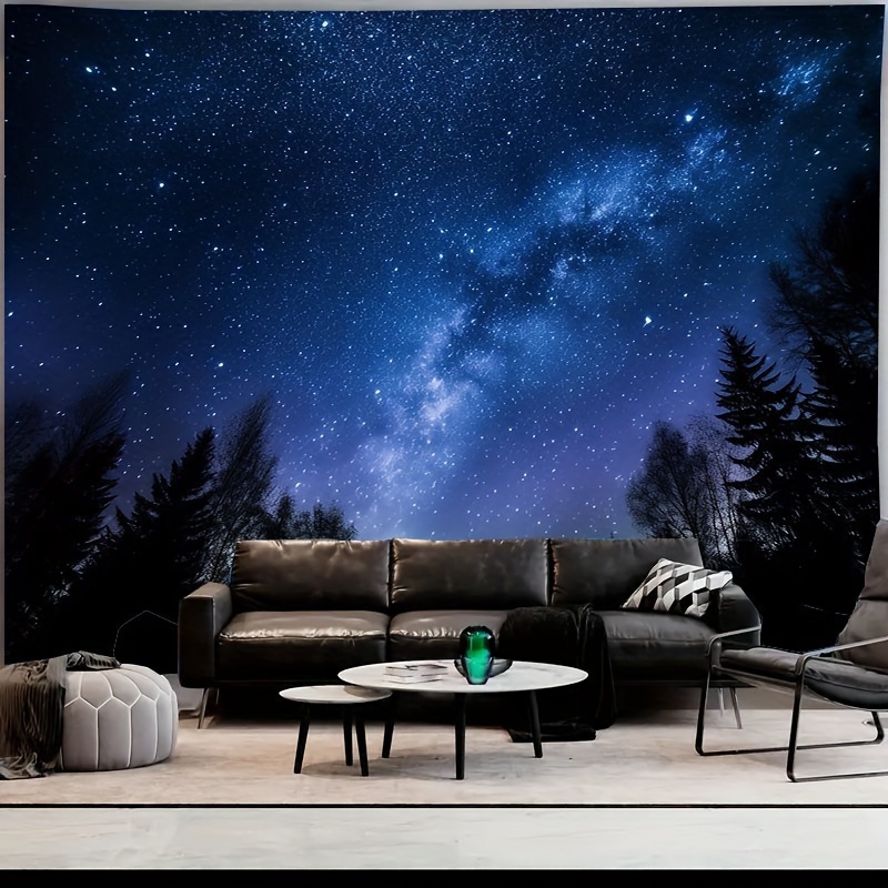 

Milky Way Starry Night Tapestry: Forest Wall Hanging For Bedroom Aesthetics - Suitable For Living Room Or Dormitory