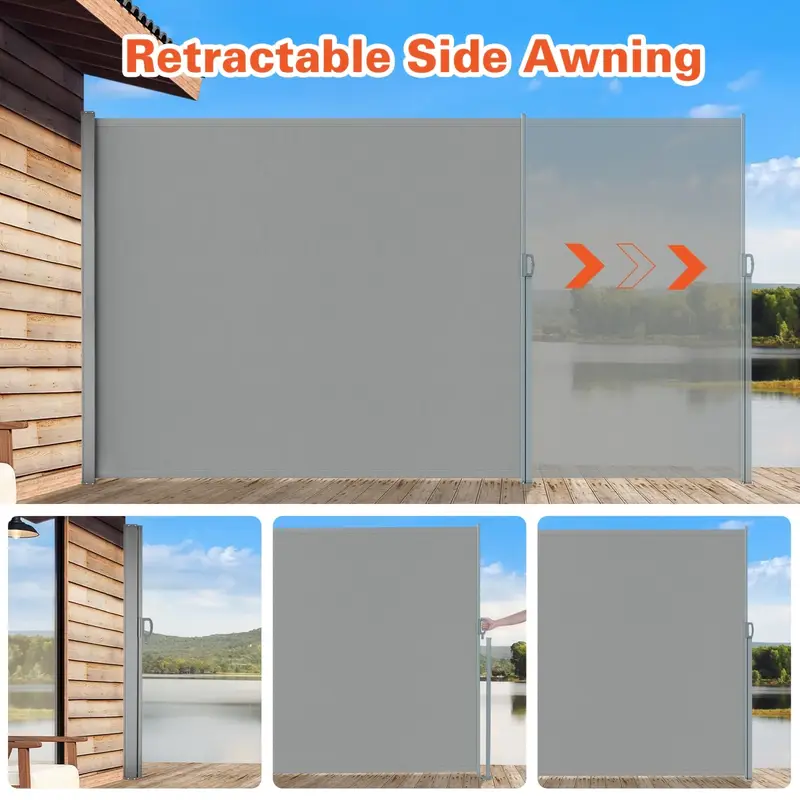 71 X 236 Inch Retractable Privacy Screen Double Sided Awning Patio Divider Outdoor Folding Screen Garden Backyard Grey 71 X 236 Inch Retractable Privacy Screen Double Sided Awning Patio Divider Outdoor Folding Screen Garden Backyard Grey