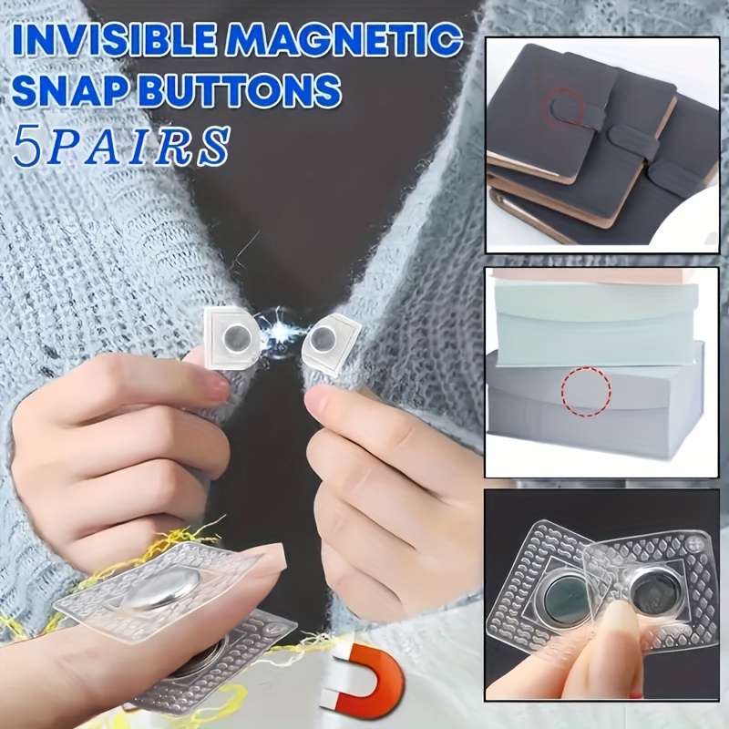 

10pcs Invisible Magnetic Snap Buttons, 0.39in Metal Sewing Accessories For Clothes And Bags
