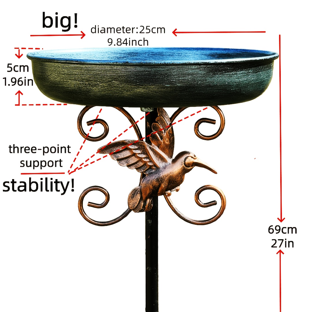 Outdoor Garden Courtyard Large Bird Feeding Basin Bird Bath Wading Pool Metal Decoration Ground Plug