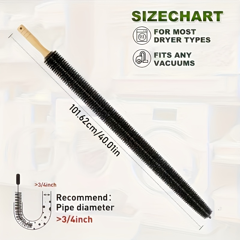 TEMU 1pc Stainless Steel Dryer Vent Cleaner - Long Flexible Rod With Lint Removal Brush, For Cleaning Tight Spaces In Washer, Dryer & Ducts,