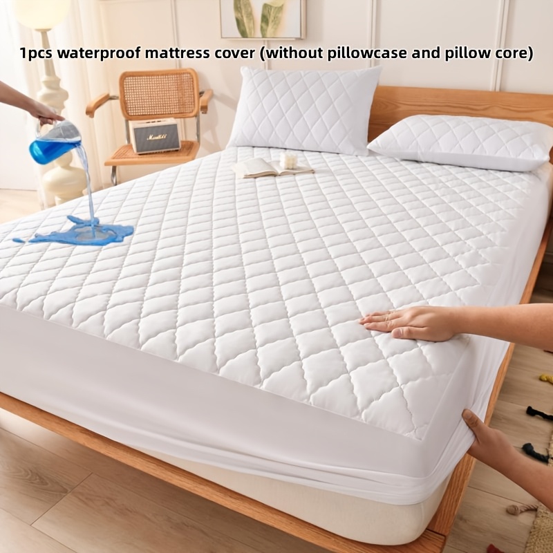 

1pc Quilted Waterproof Mattress Protector - Fits Deep Pocket, Machine Washable, Polyurethane Cover For Bedroom & (pillowcase Not Included)