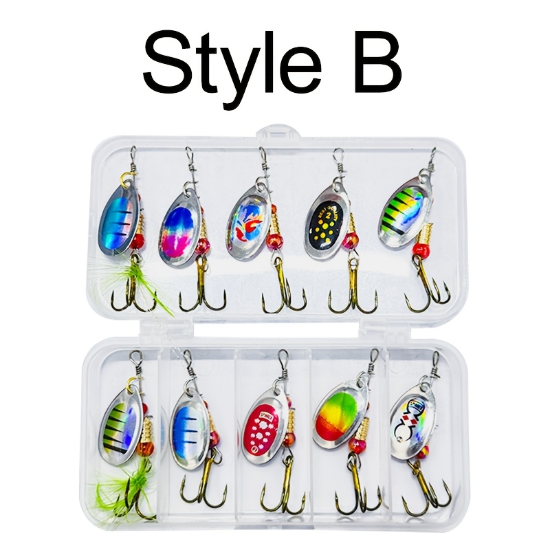 Image of New 10pcs/box Metal Spoon Spinner Fishing Lure Set Spoonbait Crankbaits Fishing For Pike Crochet Kit Artificial Bait