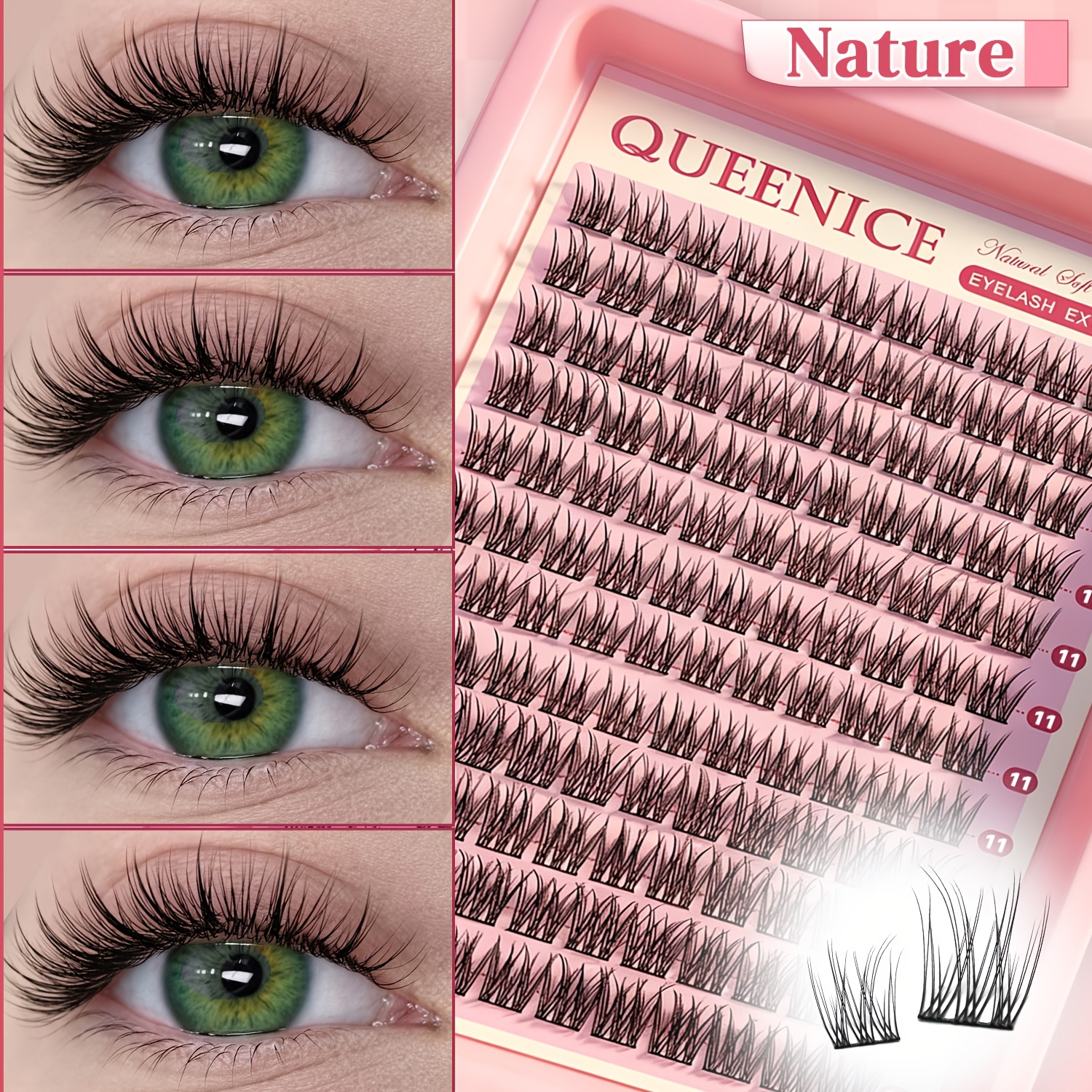 Image of 132pcs D Natural Lash Extensions Soft Slim Individual Cluster Lashes 8-14mm Reusable Handmade Lightweight Comfortable Wispy Eyelashes For Dating Weddings Parties Holiday Gifts And Home