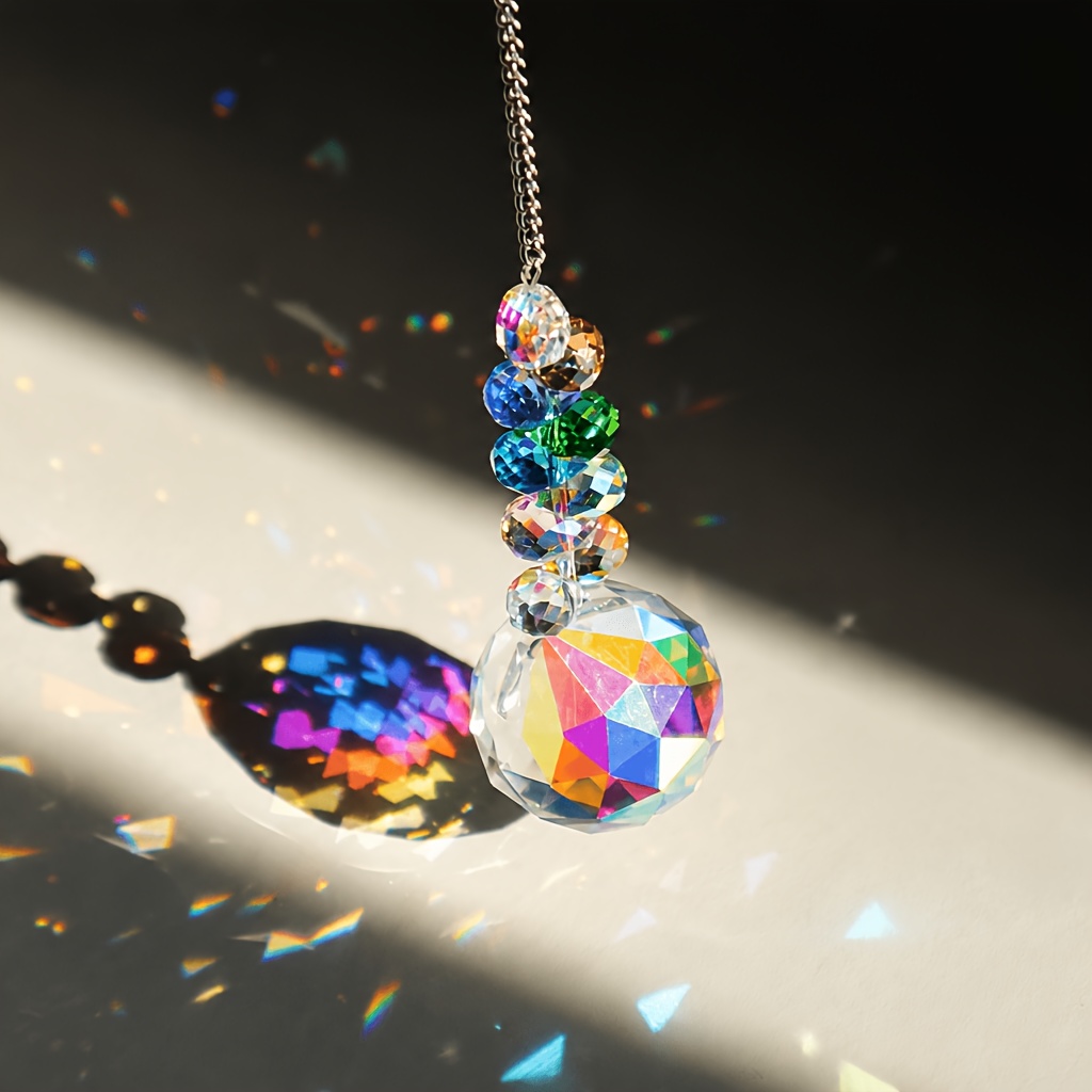 1/2pcs Strawberry Bead Crystal Ball Sun Catcher - Hanging Prism For Decor, Glass/iron Craft Tool