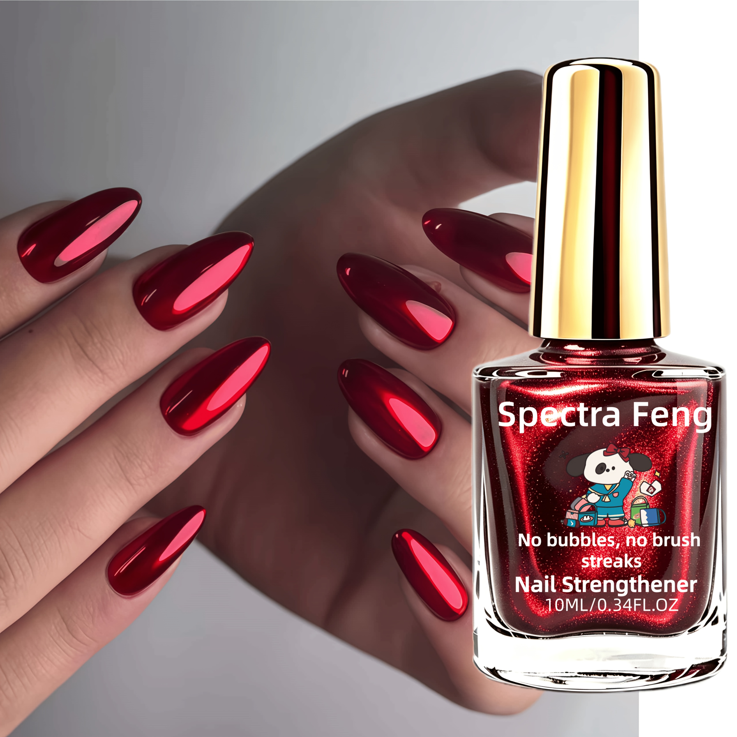 New Metallic Nail Hardener, Quick-dry No Lamp Needed, High-end Nail Salon, Durable Formula, 1 Stroke Shaping, Seamless End