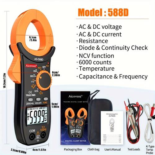 digital clamp meter ac current 6000 600a 1000a current auto clamp true rms multimeter ammeter voltage tester ohm ncv