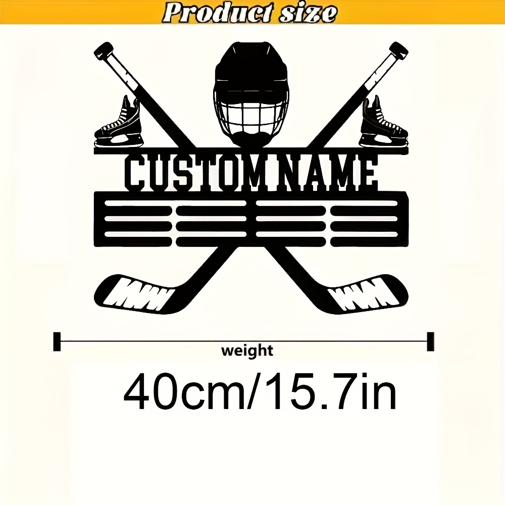 TEMU Customized Ice Hockey Medal Hanger - Personalized Ice Trophy Display Stand With 12 Hooks, Durable Structure, Perfect For Birthday Gifts And