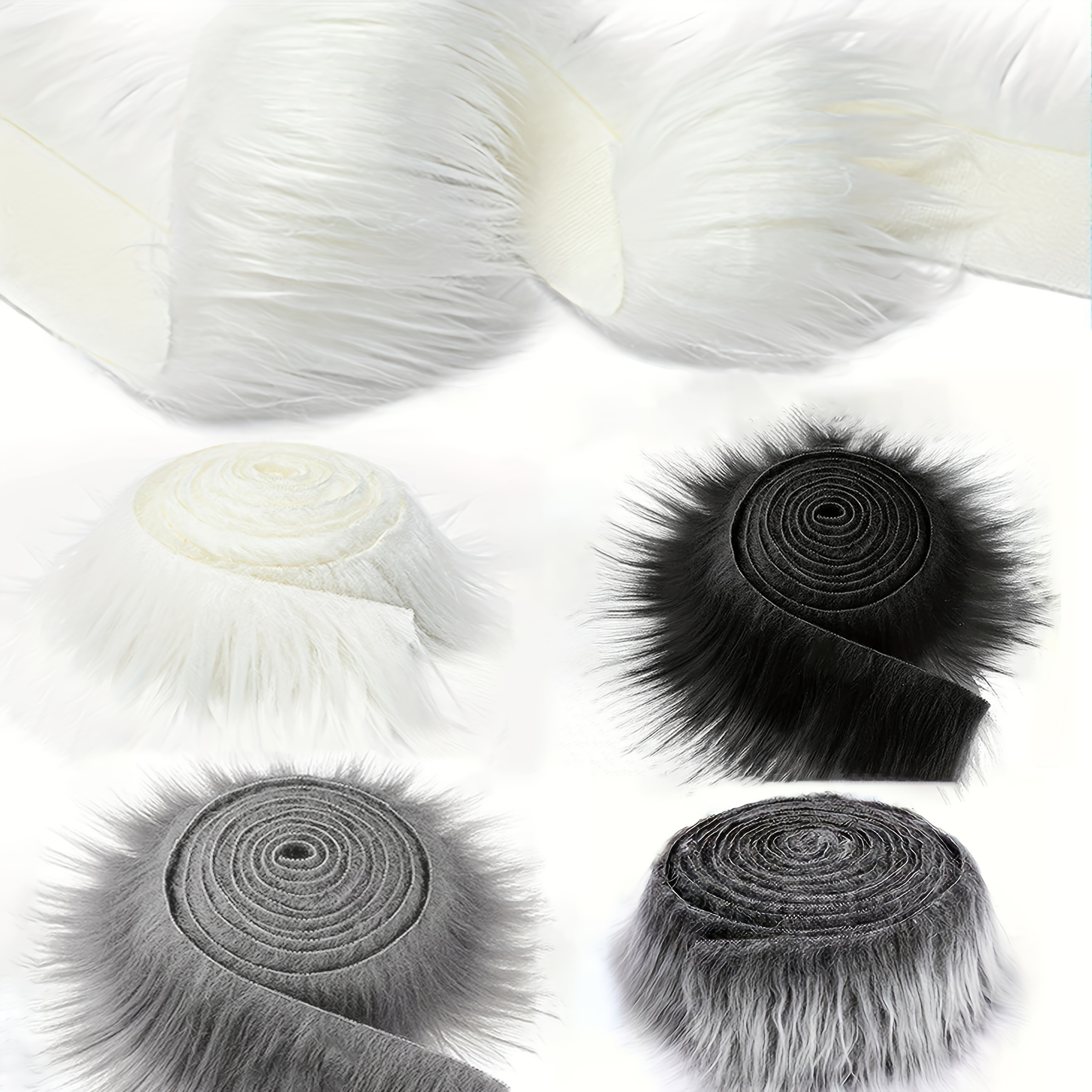 

Winter , Plush Fur Fabric - Fluffy Synthetic Craft Material For Diy Projects, Sewing Patches, Halloween Costumes, Beards & Miniature Dolls - In Gray, White, Black