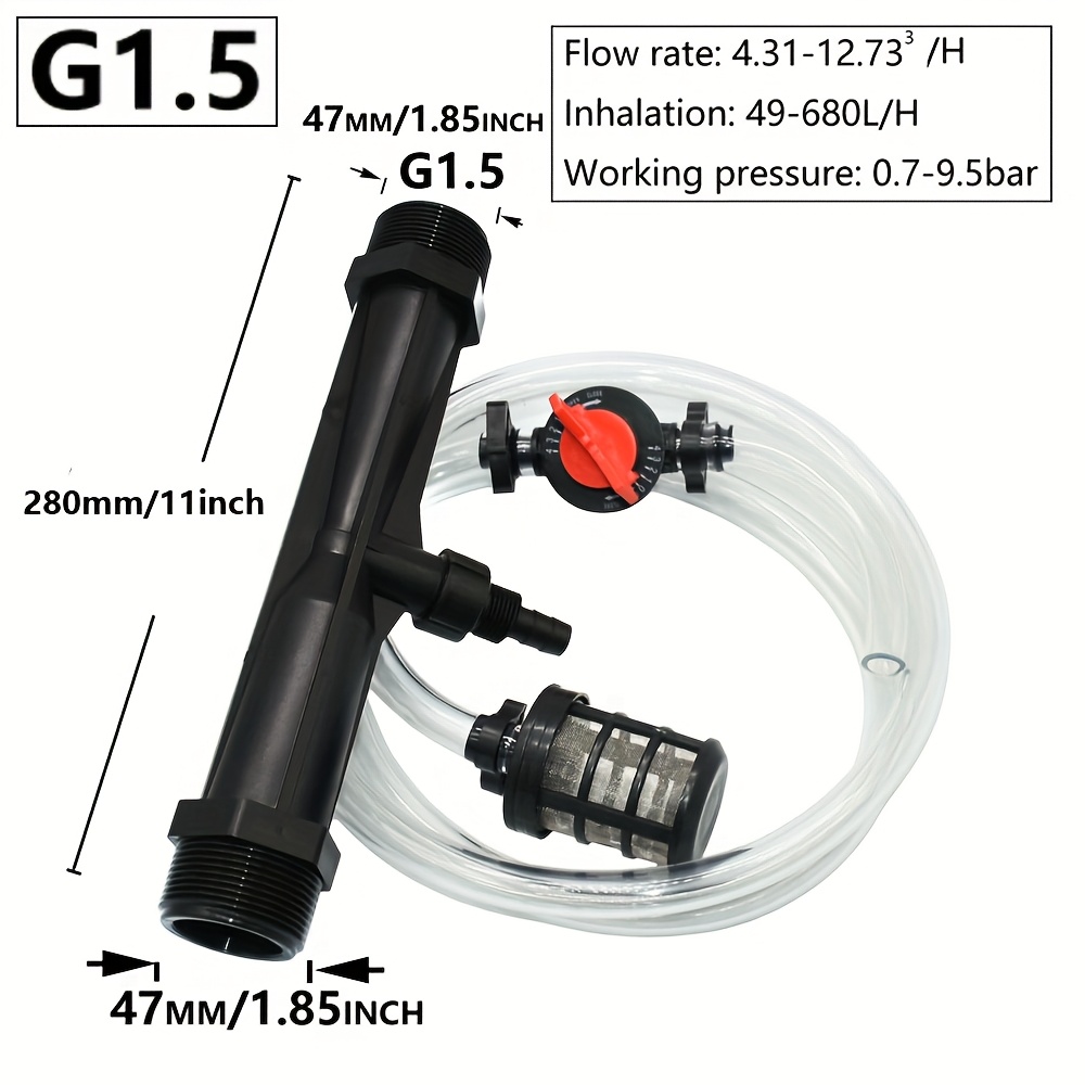 TEMU 1pc Venturi Fertilization " 1.5" Irrigation Venturi Automatic Fertilizer Injector Fertilizer Syringe