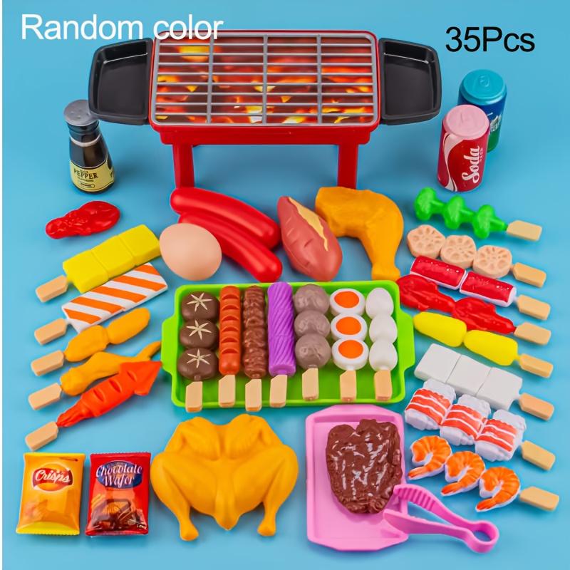 Pretend Play Kitchen Toys – Play Food Bbq Set: Realistic-looking Food And Cooking Accessories – An Ideal Gift For Kids, Girls, Boys, And Imaginative Play And Learning (accessories Random)