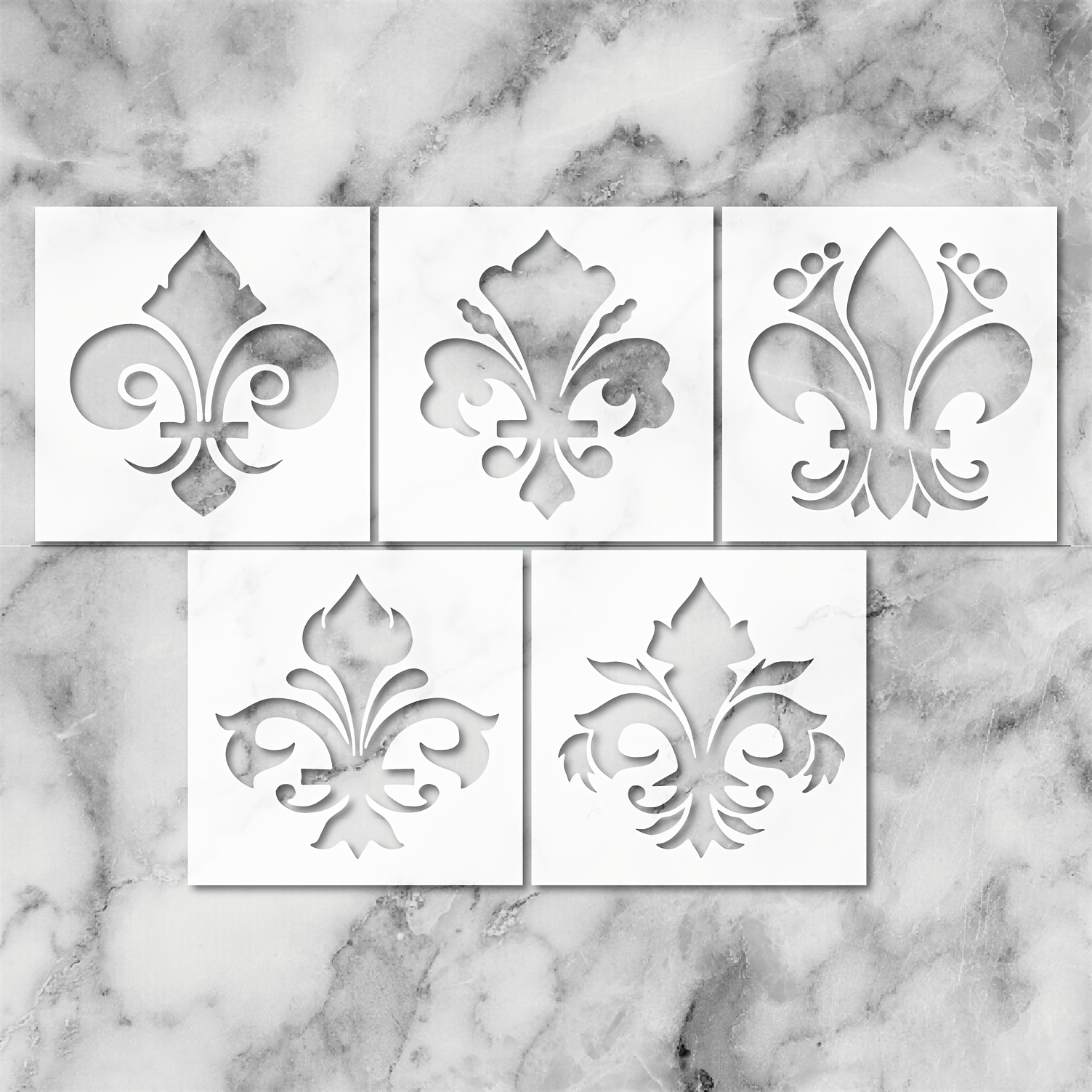 

5pcs Fleur Stencil Reusable For Painting With Paint Brush Drawing Templates For Crafts Wall Art Furniture Wood Canvas And For Diy