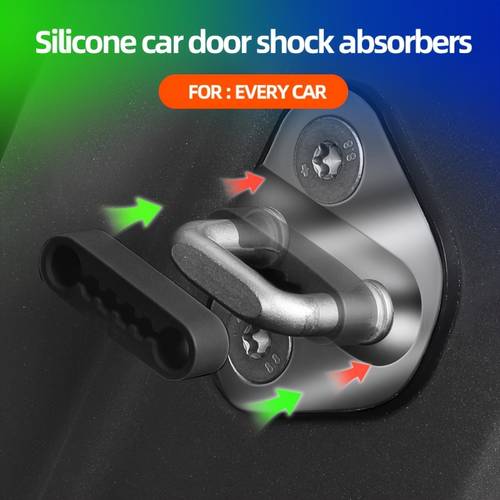universal 4pcs car door lock shock absorbing door lock protective cover protective pad door closing anti collision silicone silent modification products