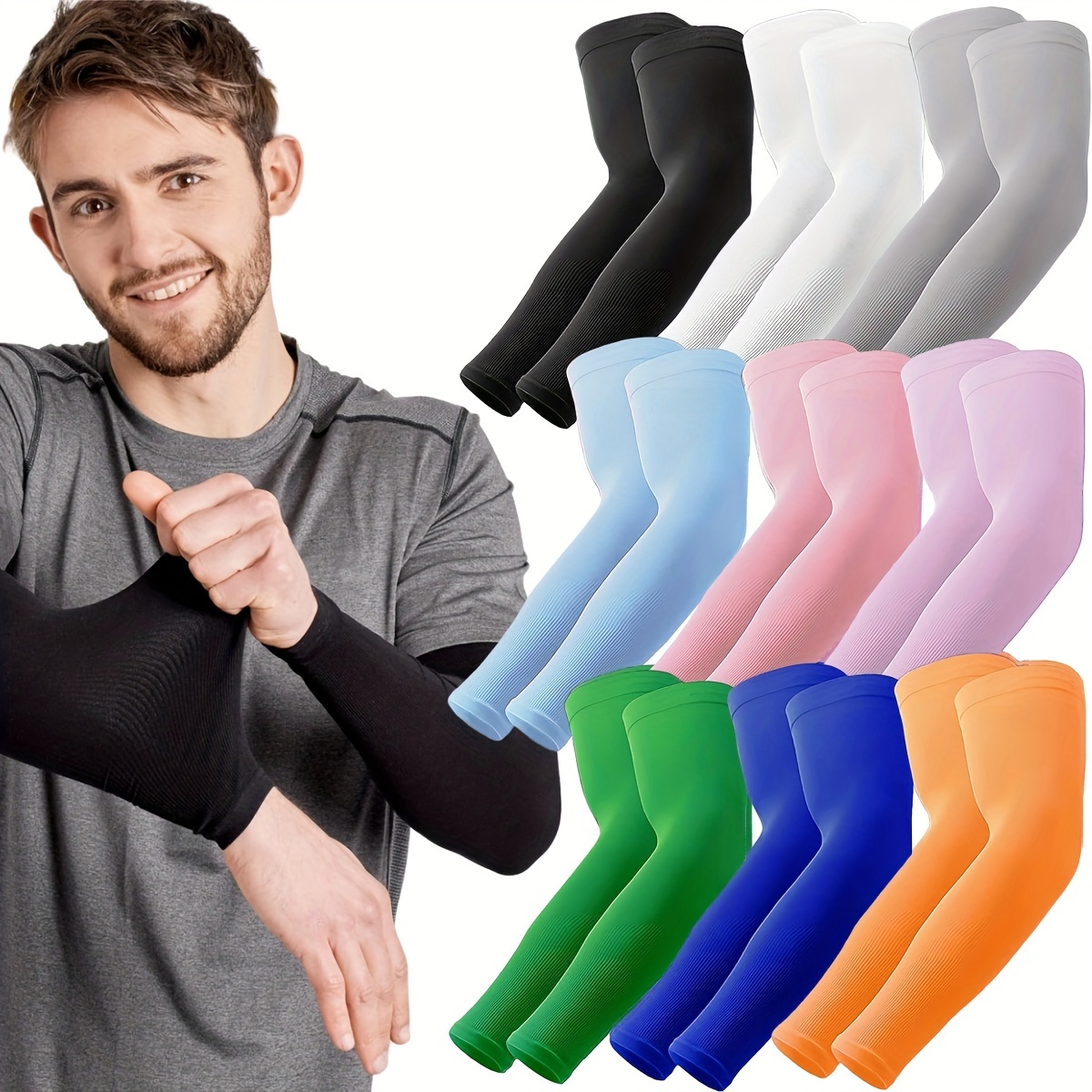 

6pairs, Versatile Solid Color Arm Sleeves, Uv Protection, For Cycling Fishing Outdoor Sports