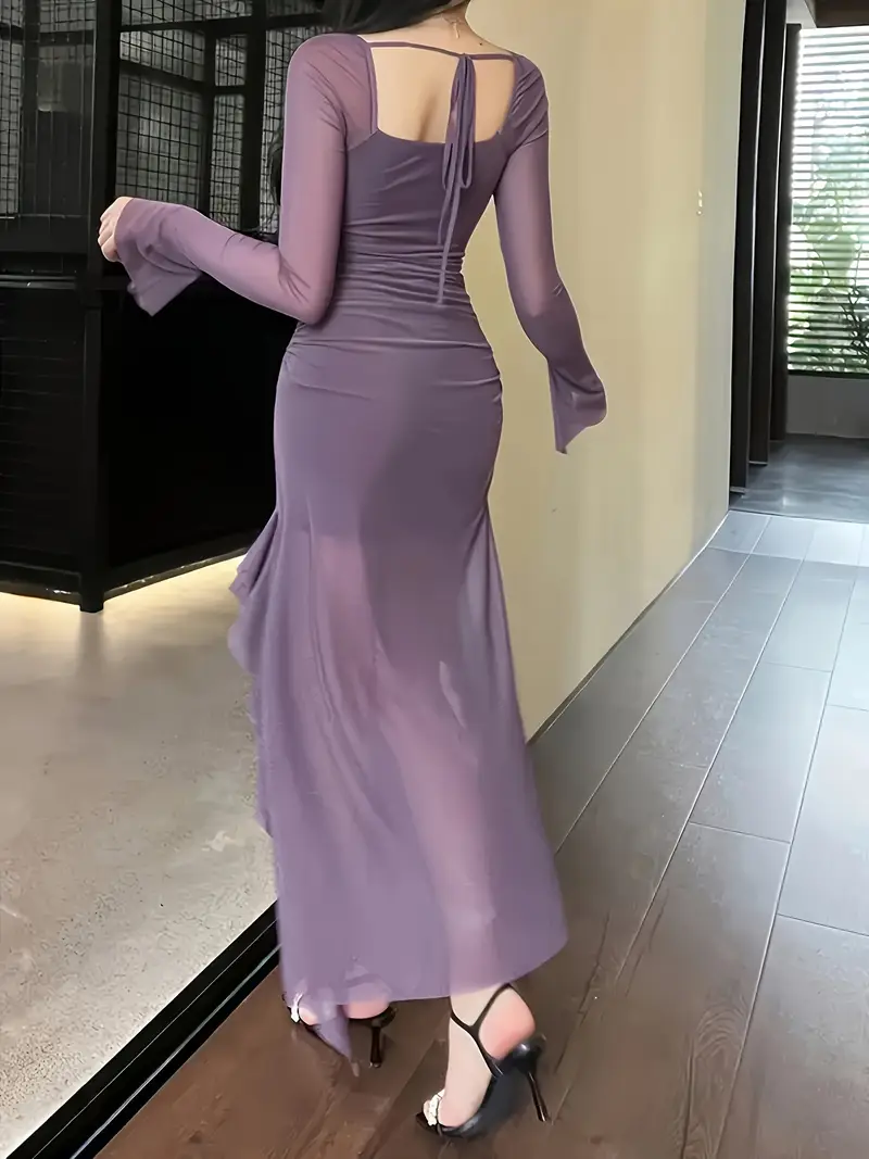 womens elegant fit flare square neck dress flare sleeves - Temu Colombia womens elegant fit flare square neck dress flare sleeves - Temu Colombia