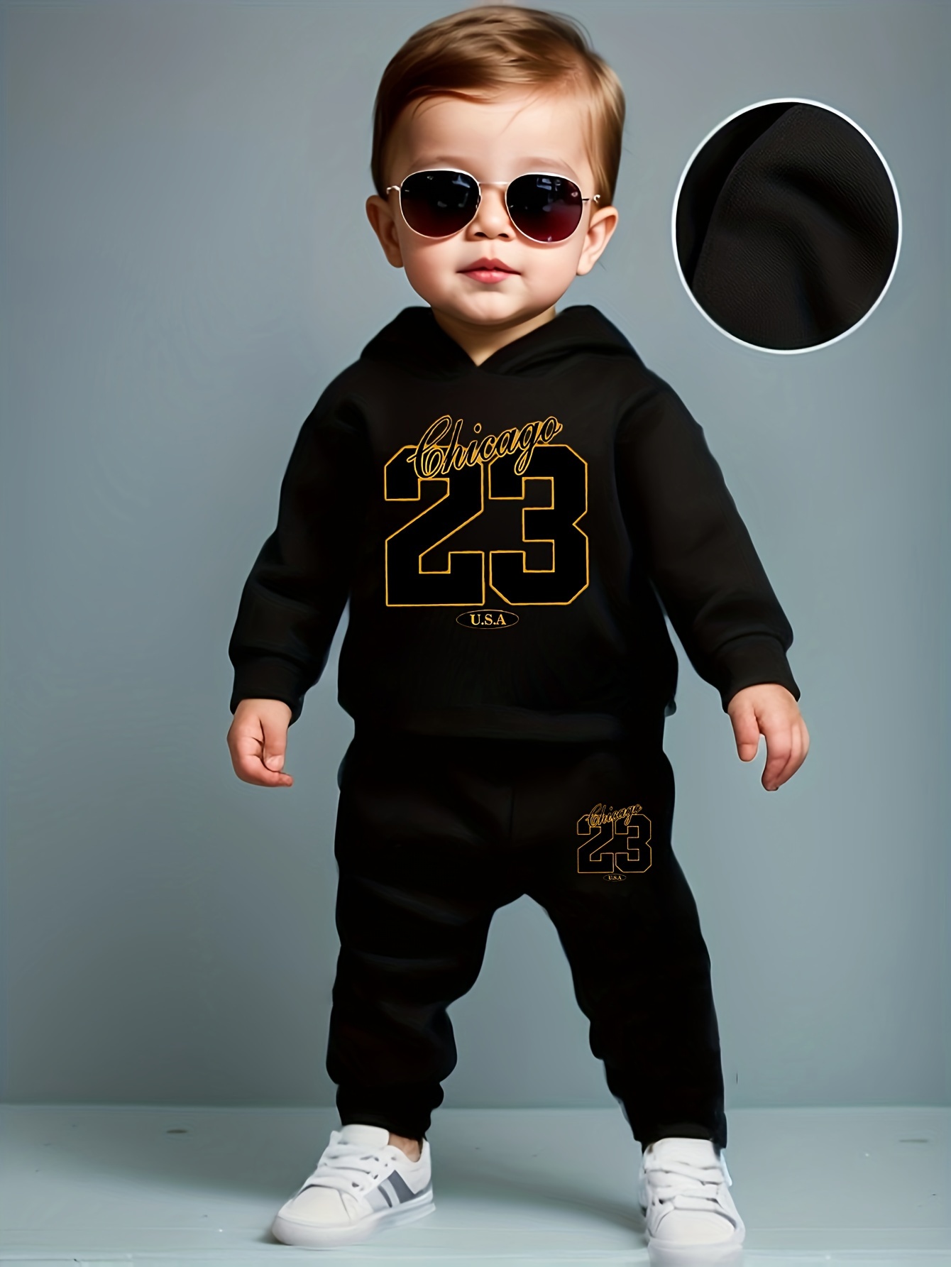 Baby Boy Long Sleeve 23 Size Digital Pattern Sports Hoodie Trousers  Two-Piece Set Spring And Autumn Suitable for Casual Sports, for Outdoor