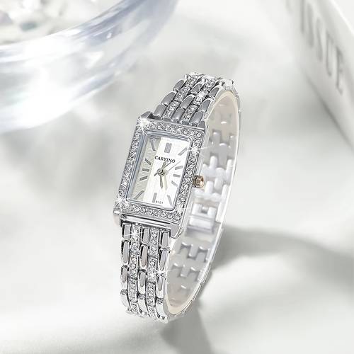 1pc luxurious fashion elegant womens wristwatch with rhinestones for daily party birthday gift holiday present