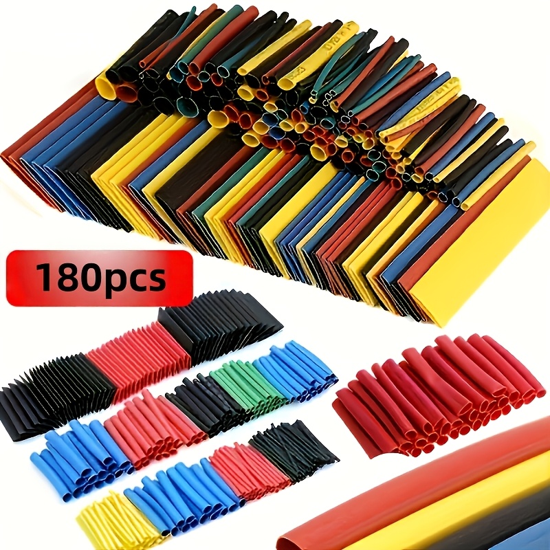 180pcs Heat Shrink Tubing | Heat Resistant Cable Insulation Sleeve, Polyethylene Protective Sleeve For Wires, Cable Protection | Colored Tube Sleeve | Durable Cable Protective Sleeve, Cable Management