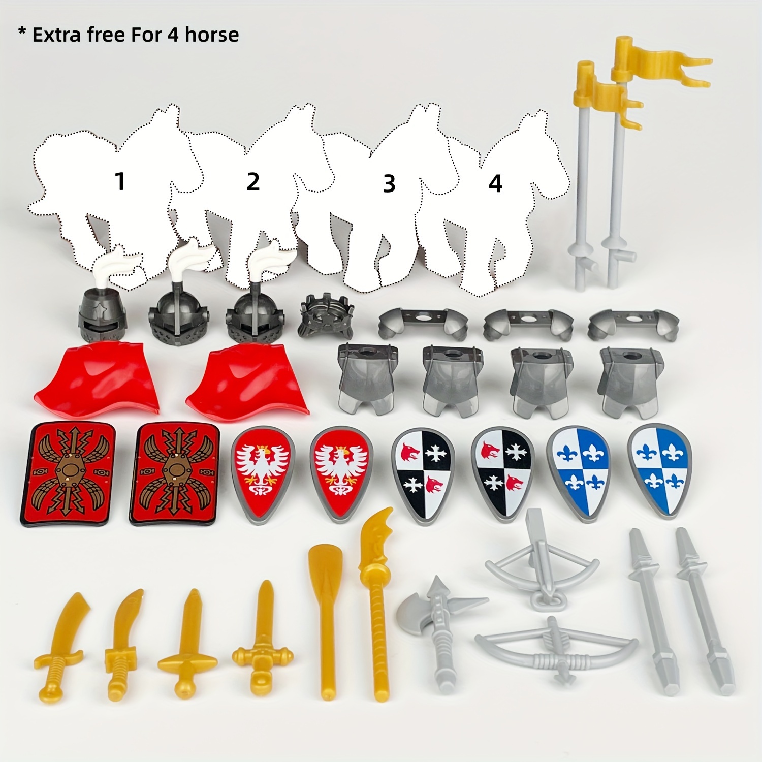 

Medieval Infantry Knight Footman Legions Guard Equipment Package, Horse Arms Armor, Build Your Epic Battle, Building Block Collection For Anime Movies Fans, Building Block Kit, Festival Gift