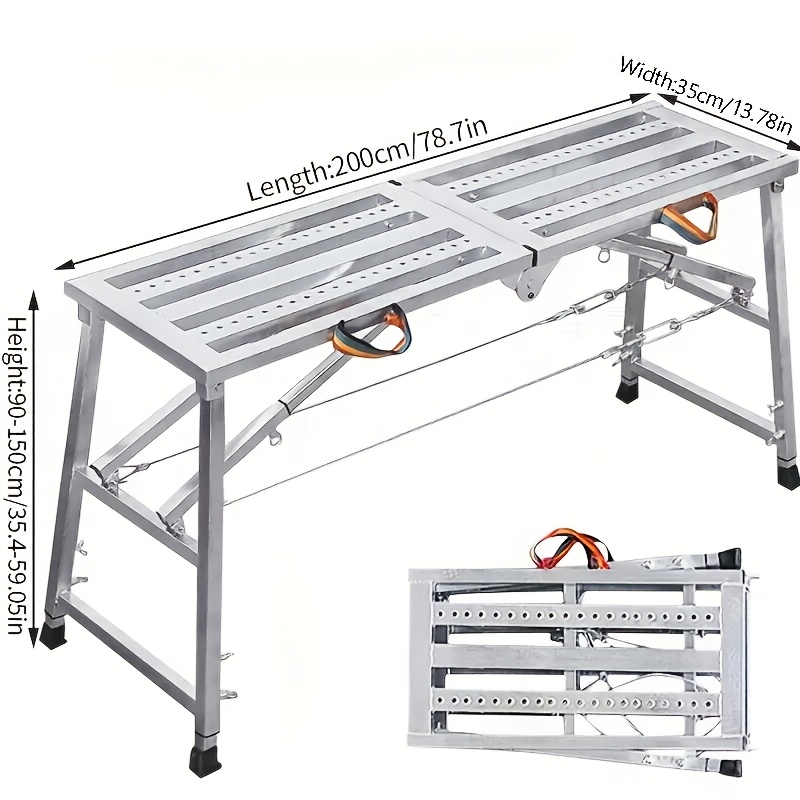 TEMU Portable Foldable Workbench, Height-adjustable Step Stool, Scaffolding Work Platform, Heavy-duty Foldable, Suitable For Home Decoration, Rv