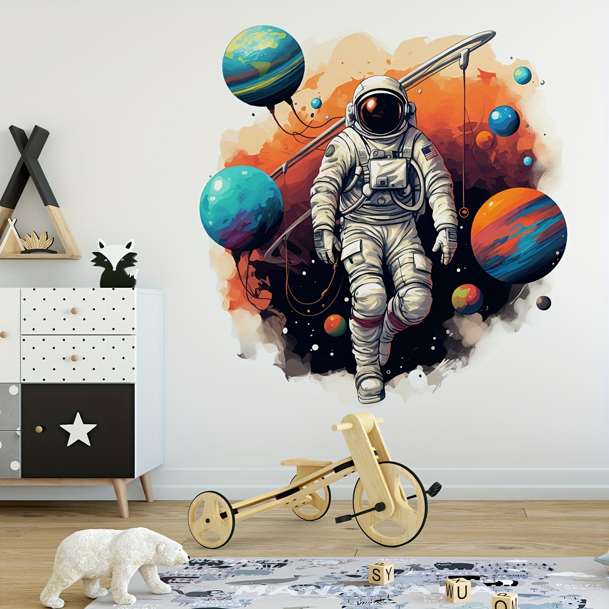 

1pc Brup Self-adhesive Wall Decal – Vibrant Black Hole Design With & Stars, Pvc Material, ' Bedroom Or Living Room Decor