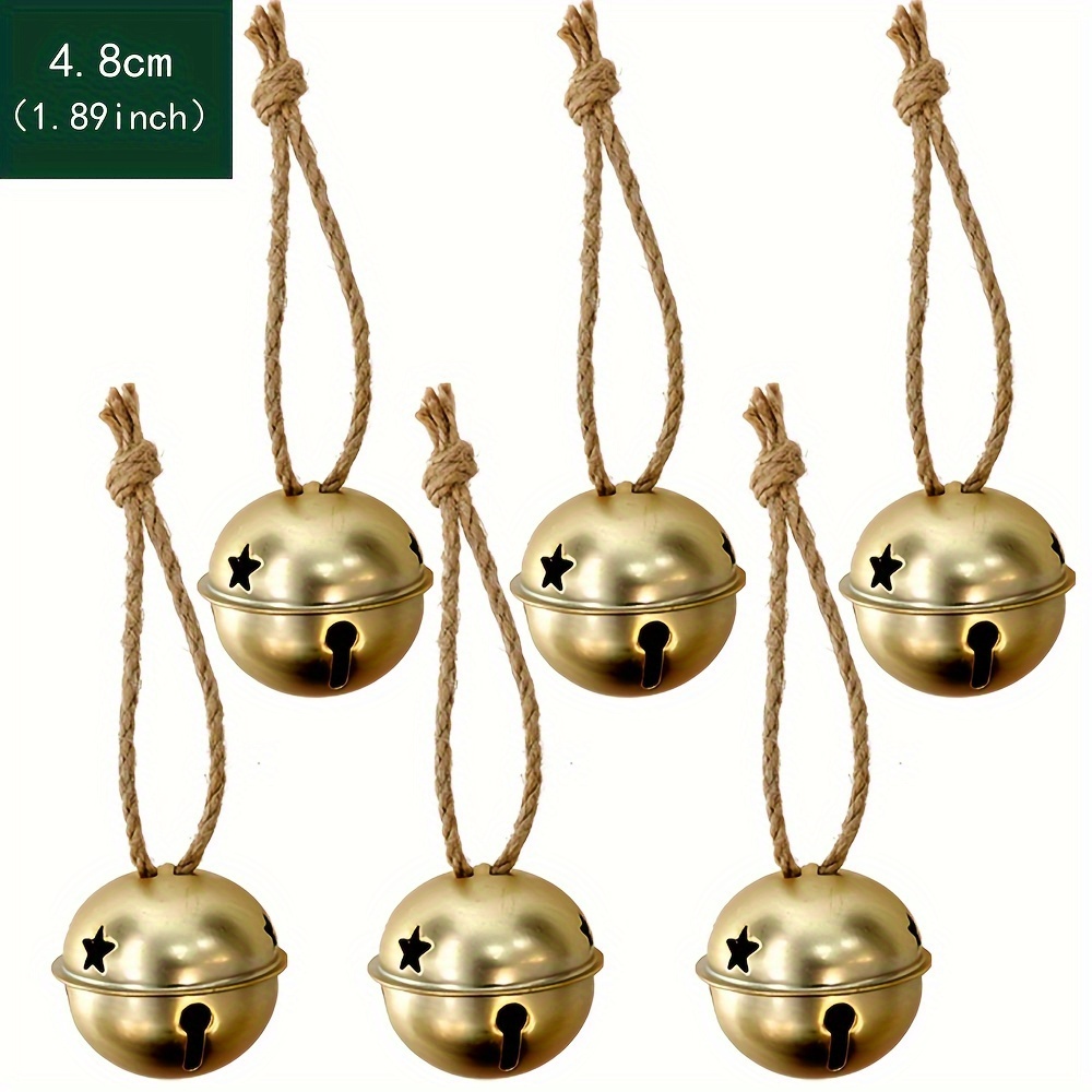 Image of 6pcs/gold-tone Decorative Bells, Suitable For Christmas Decorations, Christmas Tree Ornaments, Door Bells, Pet Bells, Wreath Decorations, Etc