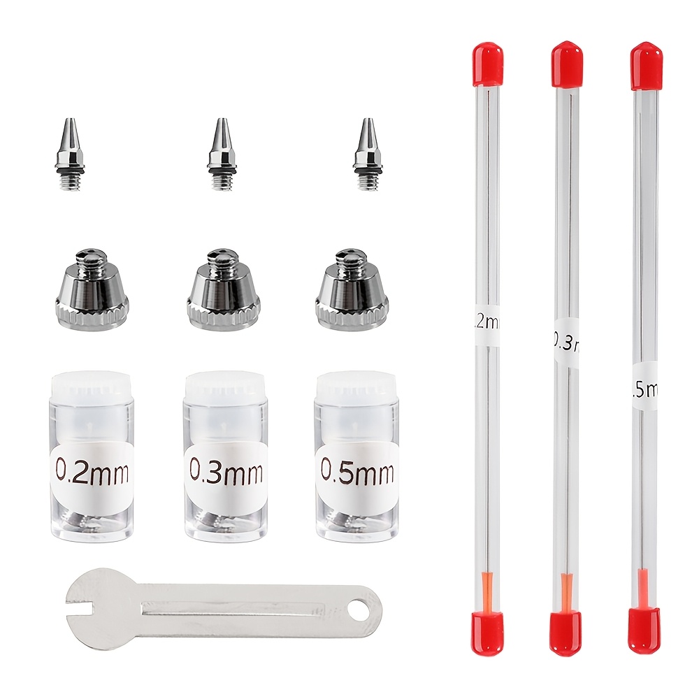 

Airbrush Needle Nozzle Accessories Kit, 0.2/0.3/0.5mm Precision Parts, Steel Material, Uncharged, For Airbrush Tools