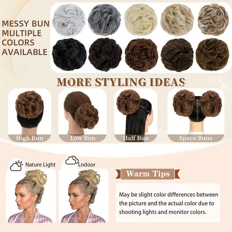 curly messy bun hair extension   claw clip in ponytail scrunchie   tray soft hairpieces for women daily wedding party use with no damage no shedding no     details 6