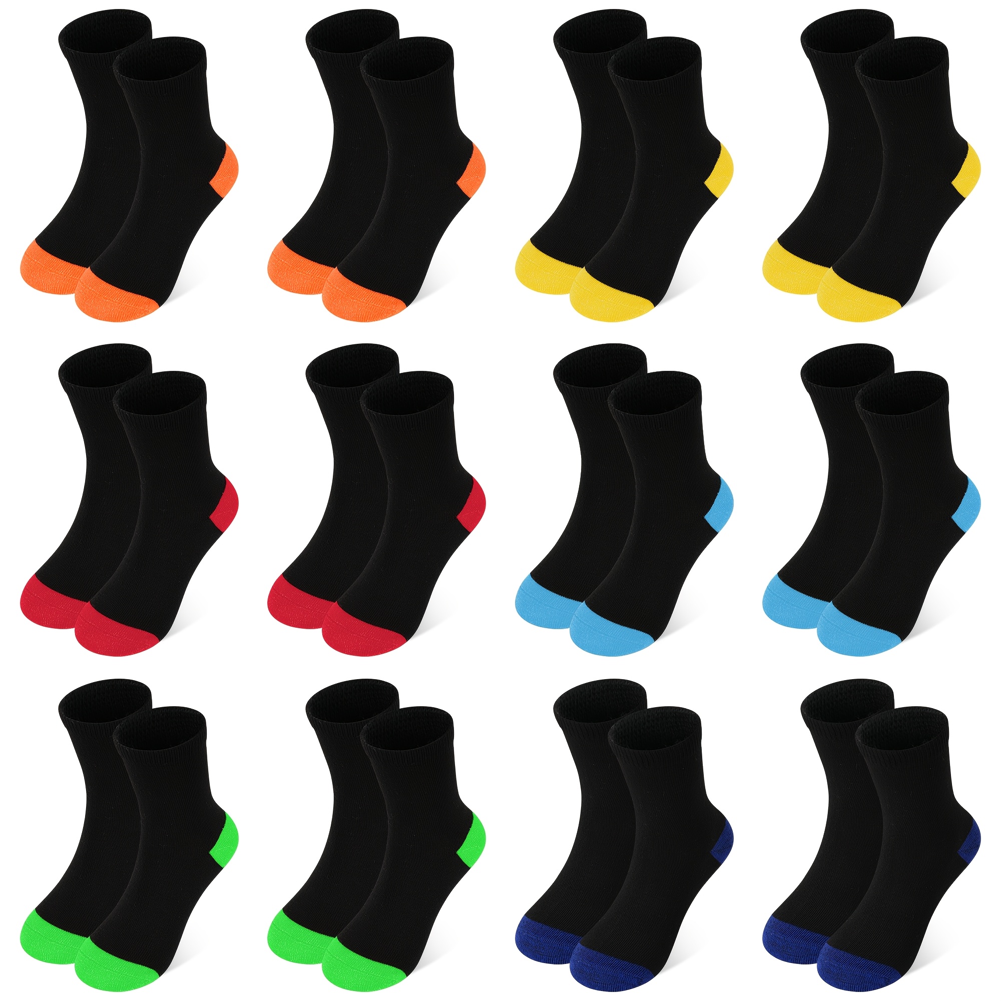 Image of Autumn And Winter Necessities, 12 Pairs Boys' Colorful Mid-calf Socks | And Elastane, Knit Fabric, Machine Washable, , Elutong Brand, Daily Warm Clothing
