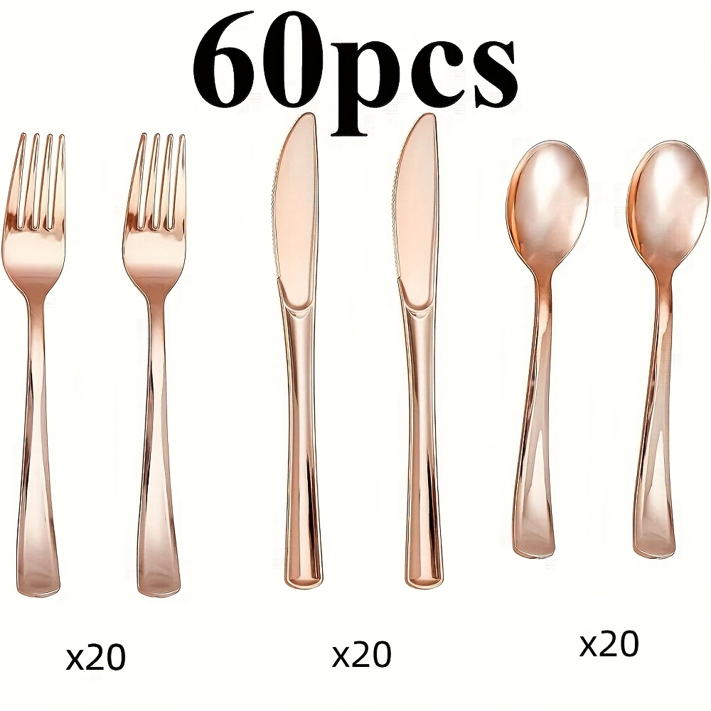 Image of 30pcs/60pcs, Party Supplies Set Plastic Cutlery Set, Elegant Plastic Silverware Set, Reusable Cutlery Set, Party Cutlery Set, Camping Cutlery Set With Spoons, Knives, Forks I Perfect For Halloween