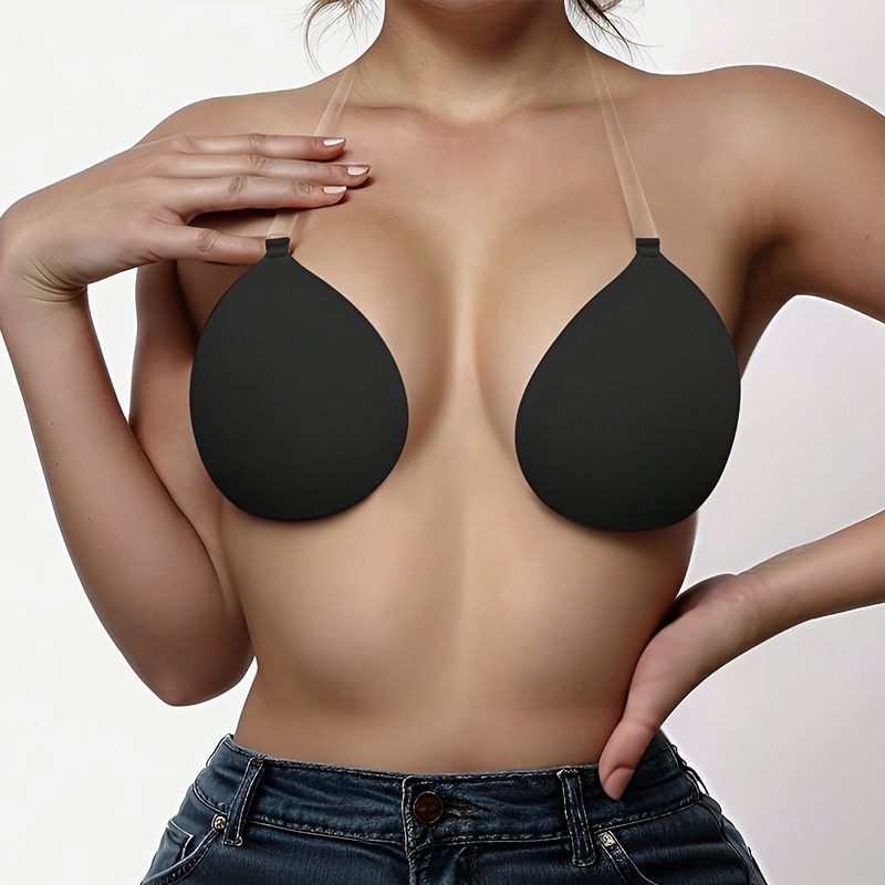 Women's Strapless Push-Up Bra with Invisible Adhesive Nipple Covers, Suitable for Backless Outfits