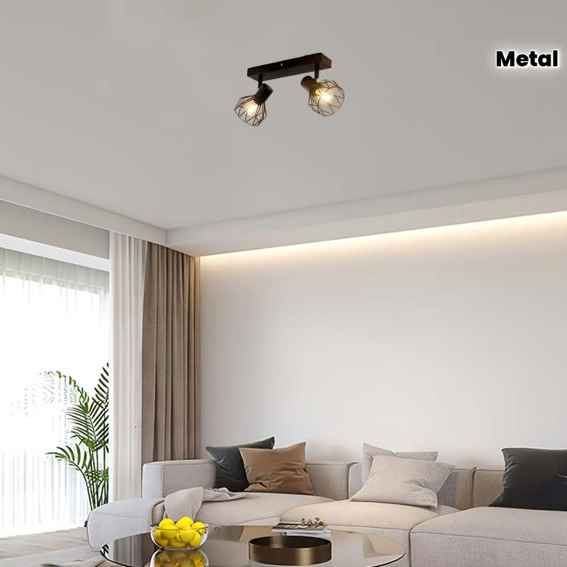 Adjustable Spot Light Fittings for Ceilings, Matt Black Wire Cage