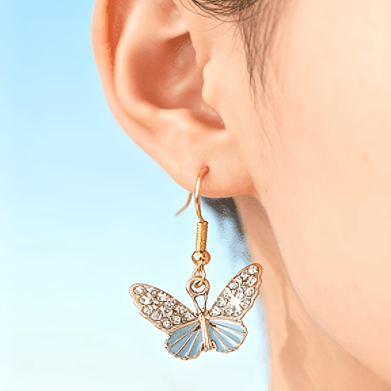 Gothic Style Vintage Sparkling Butterfly Earrings, Gift for Her