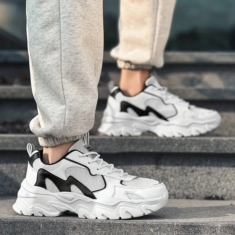 zapatillas deportivas casuales para hombre - malla transpirable y parte de pu, gruesa de eva, diseño con cordones para actividades al aire libre, correr y vestimenta casual, zapatos casuales para a dÃa | zapatillas bajas modernas | plantilla de tela cómoda Detalles del producto 2
