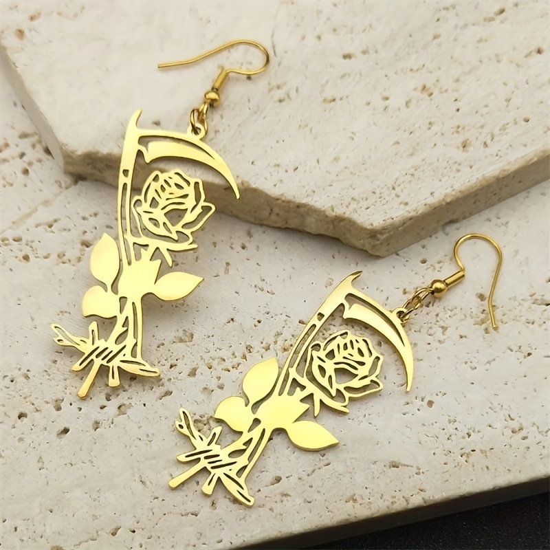 Gothic Vintage Earrings for Women, Long Stainless Steel Earrings,  Couple Jewelry, Party Halloween