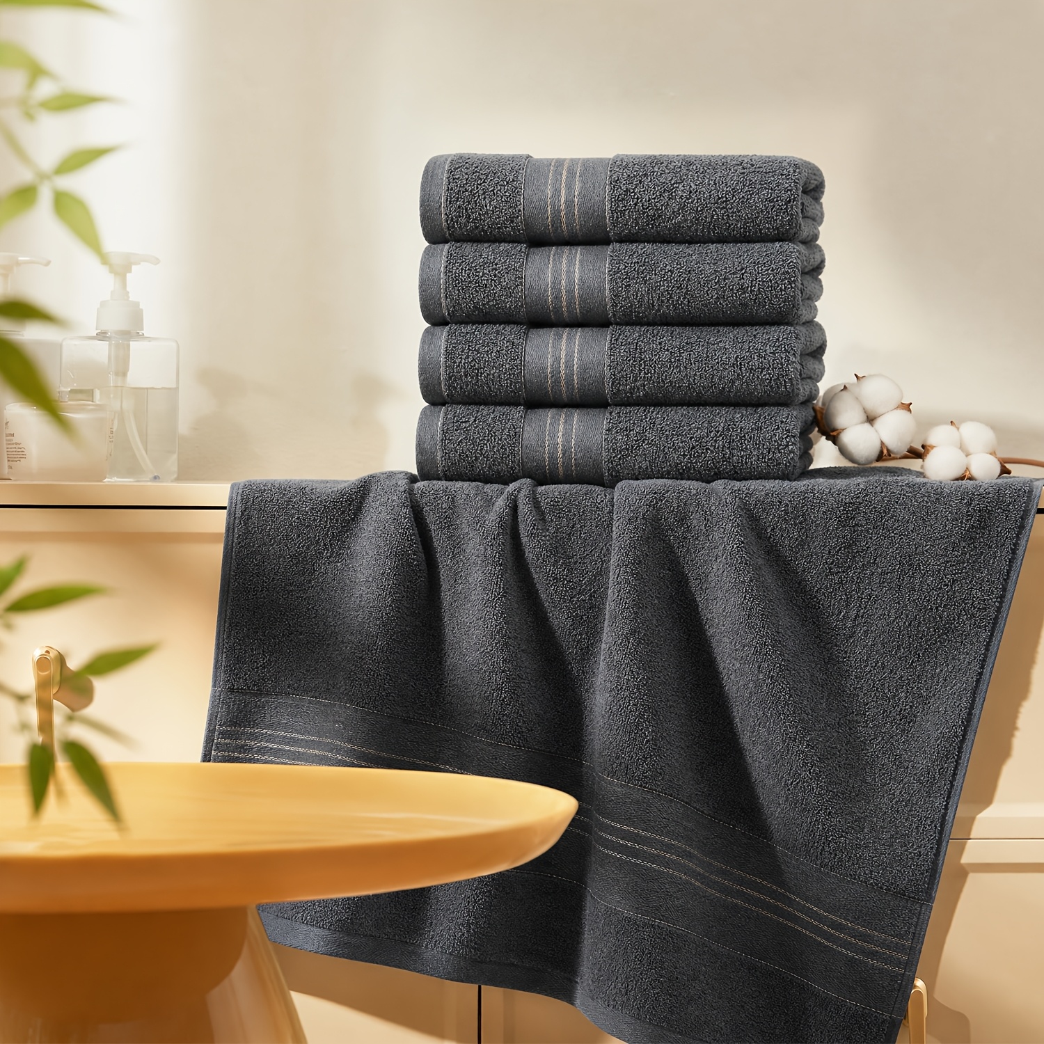 TEMU Hotel Quality Bath Towels 4-pack, Quick-dry, Super Soft And Absorbent, Durable And Skin-friendly, Bathroom, 70 X 140 Cm, Machine Washable,