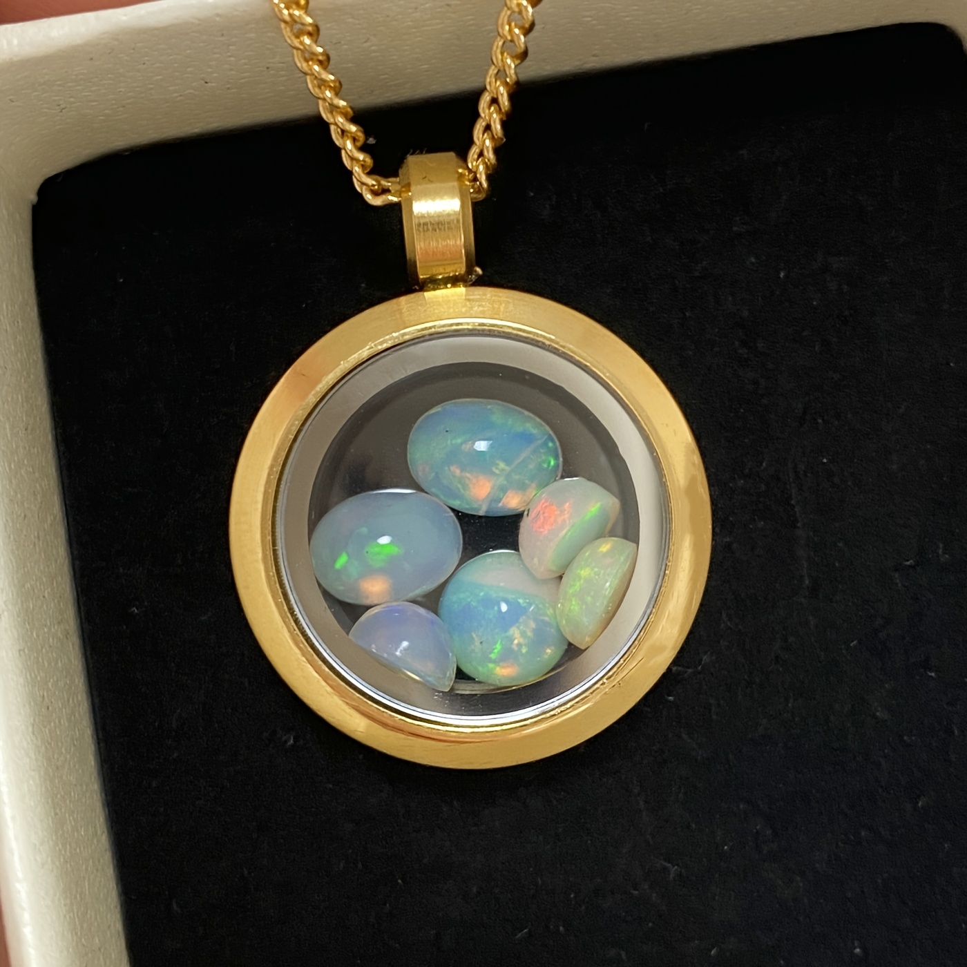 

Natural Opal Box Pendant Ethiopia Opal Necklace Opal Necklace Gift For Her Birthday Gifts