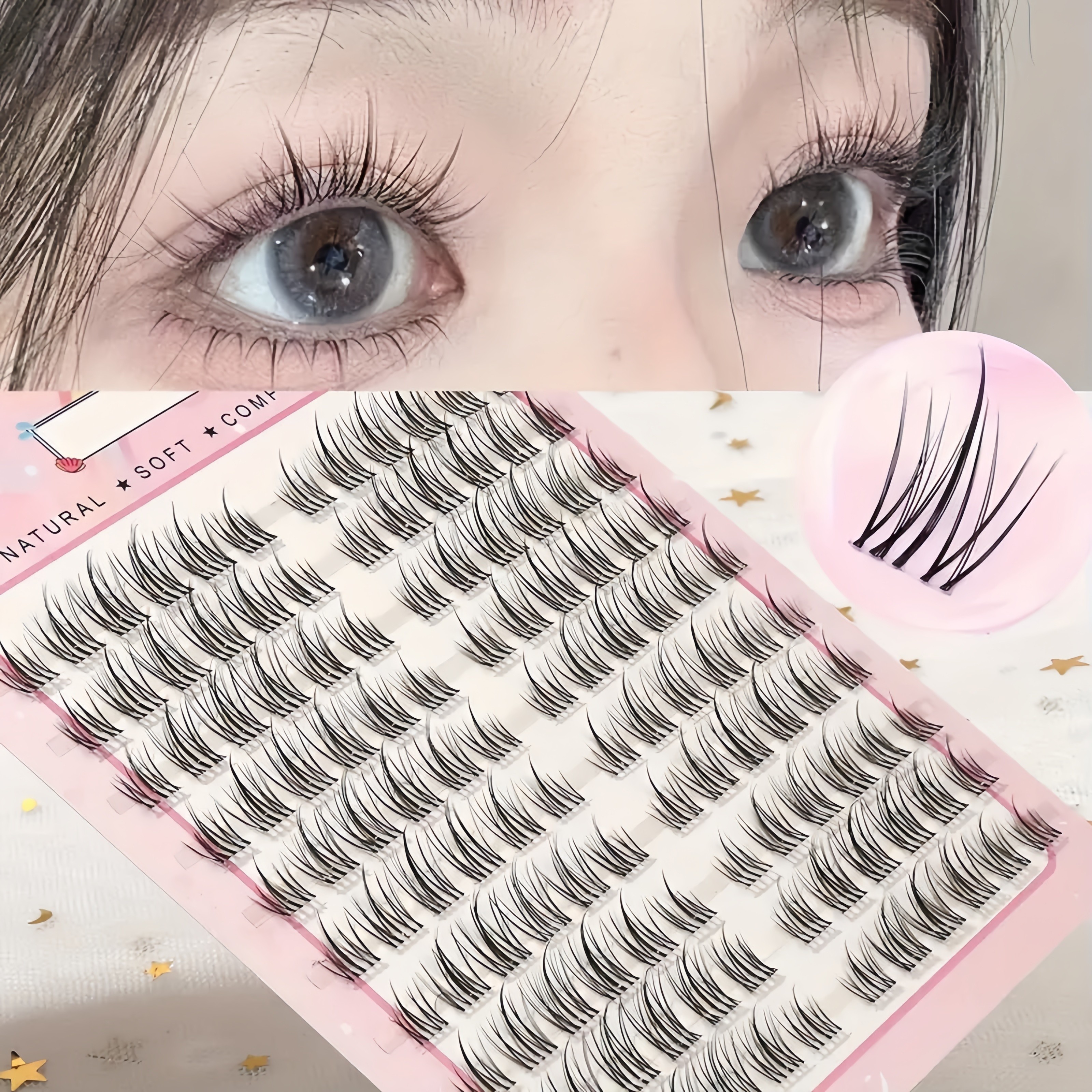 

Faux Cils DIY - Faciles à Appliquer & Réutilisables, & Confortables, Naturel, Adaptés aux Débutants, Bande Transparente, Parfaits pour Toutes les , Cadeau de Noël Idéal