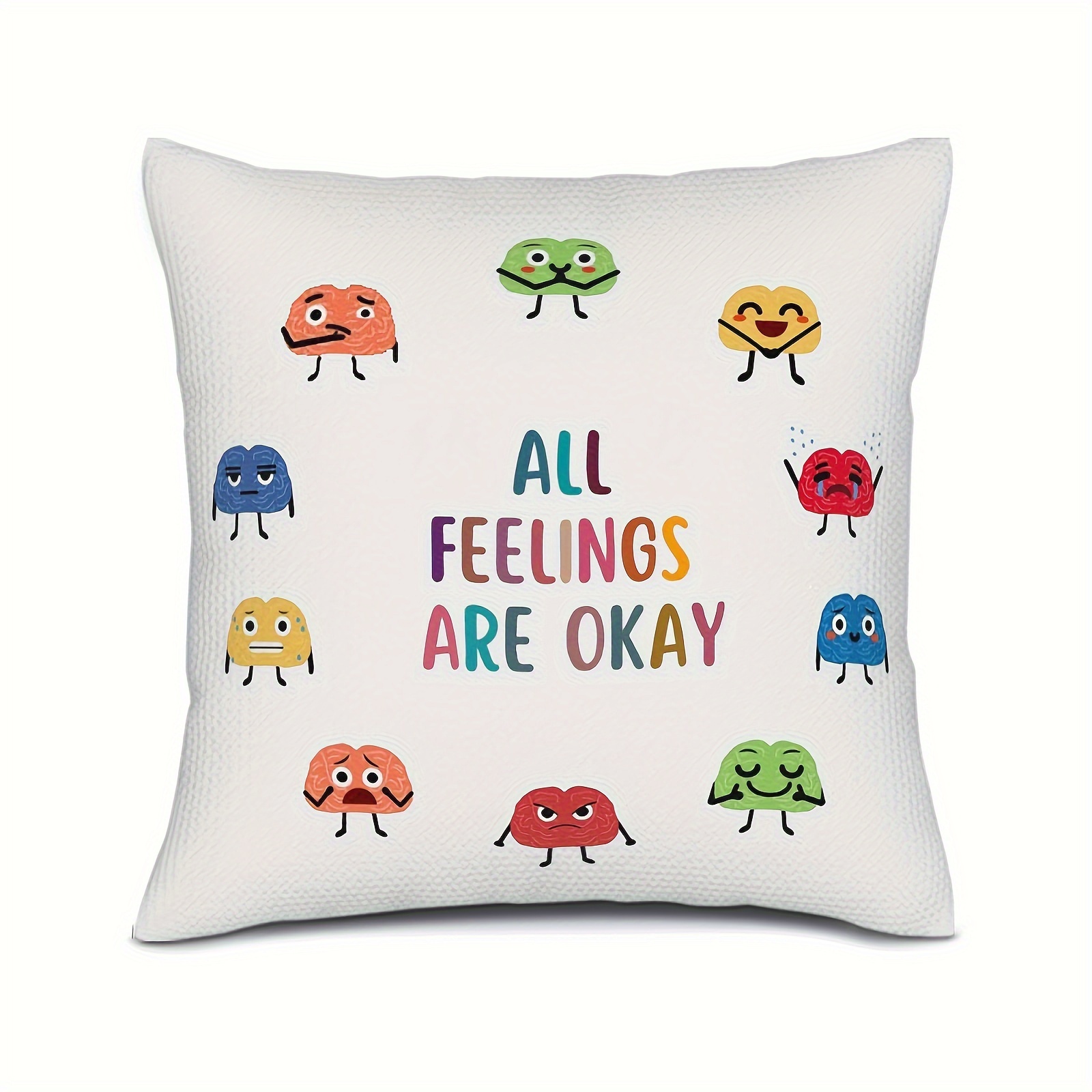 

1pc All Feelings Are Okay Feelings Emotions Wheel Calming Pillow Cover, Corner Mental Health Inspirational Quote Decor Pillow Case For Home Psychology 18x18 Inch