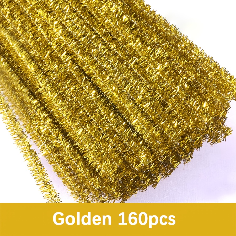 160/240pcs Pipe Cleaner, Christmas Home Decoration, Craft Supplies, Christmas Diy (11.9 Inch * 6.1mm, Green/golden/silvery Red Glitters)