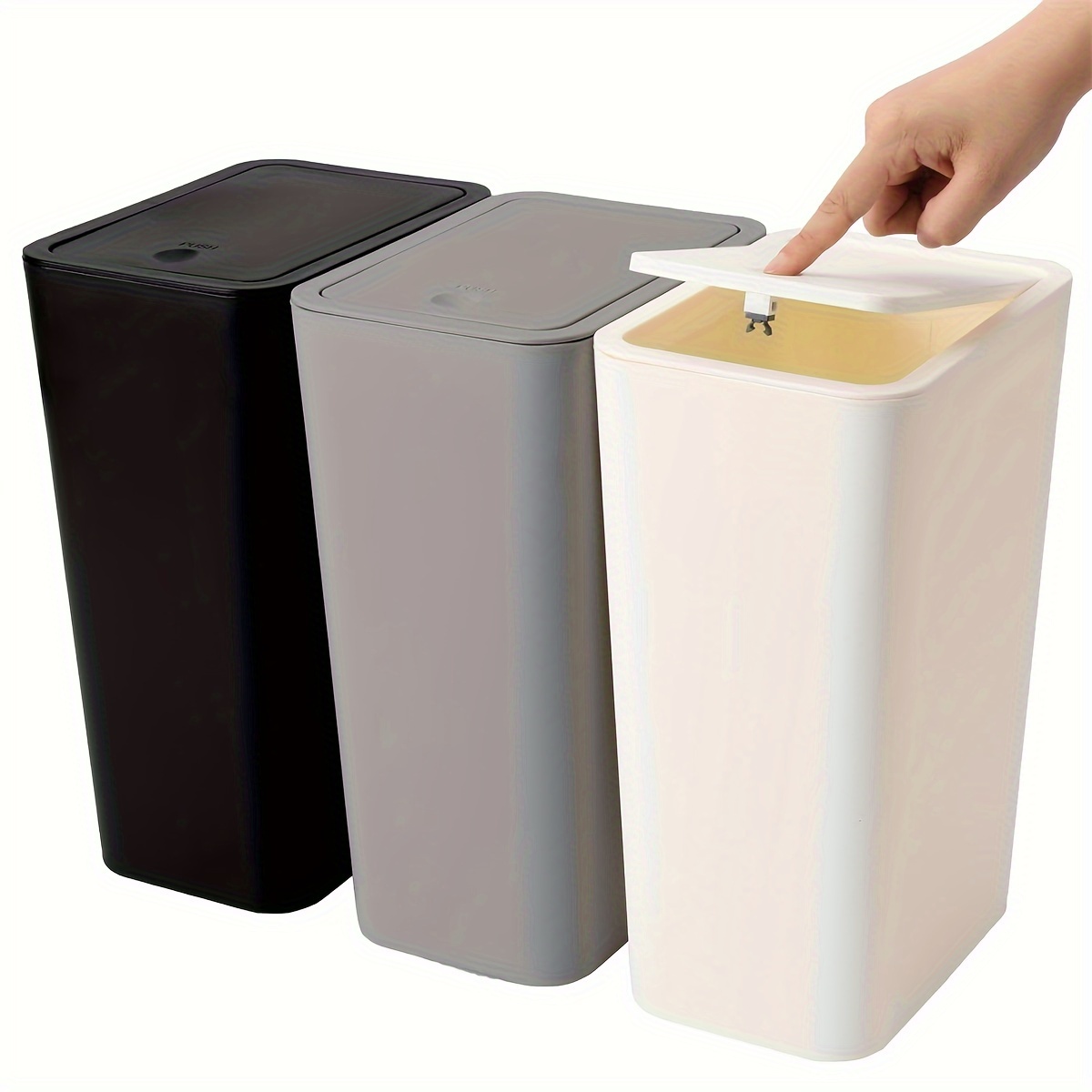 

Odor Sealing Trash Bin: Suitable For Bathroom, Kitchen, Bedroom - 2.6 Gallon Capacity, Plastic Material, No Power Required