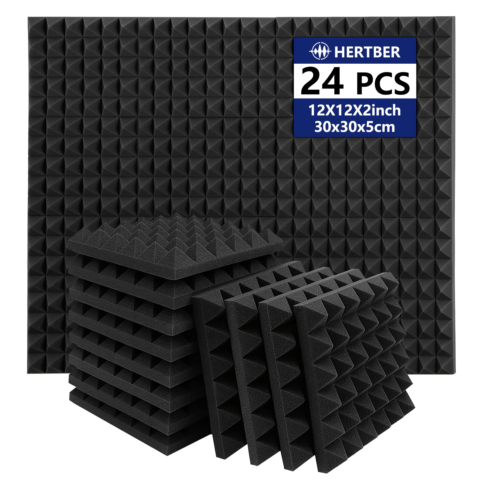 24 pack black 30 x 30 x 5 cm soundproof foam board high density   absorbing   absorbing board suitable for acoustic places such as piano rooms dance rehearsal rooms soundproof wall panels home theaters