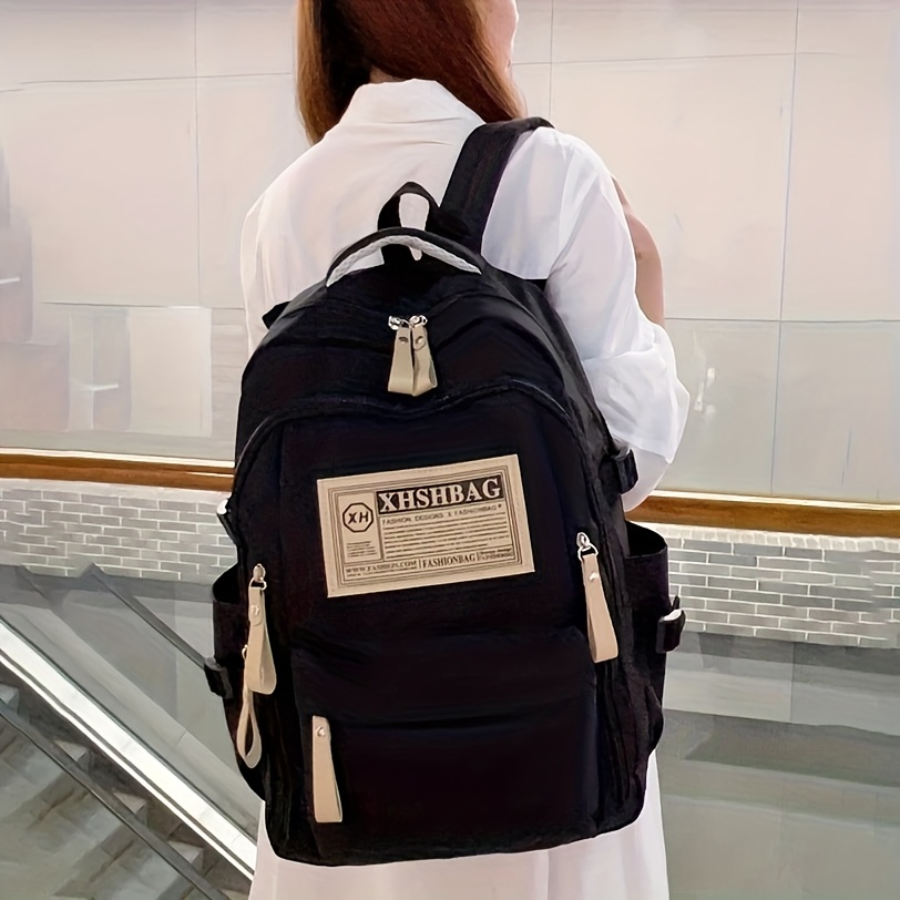 red casual backpack with adjustable shoulder straps multiple pockets lightweight durable polyester for travel school daily   stylish functional design daily   bag minimalist backpack lightweight bag details 5