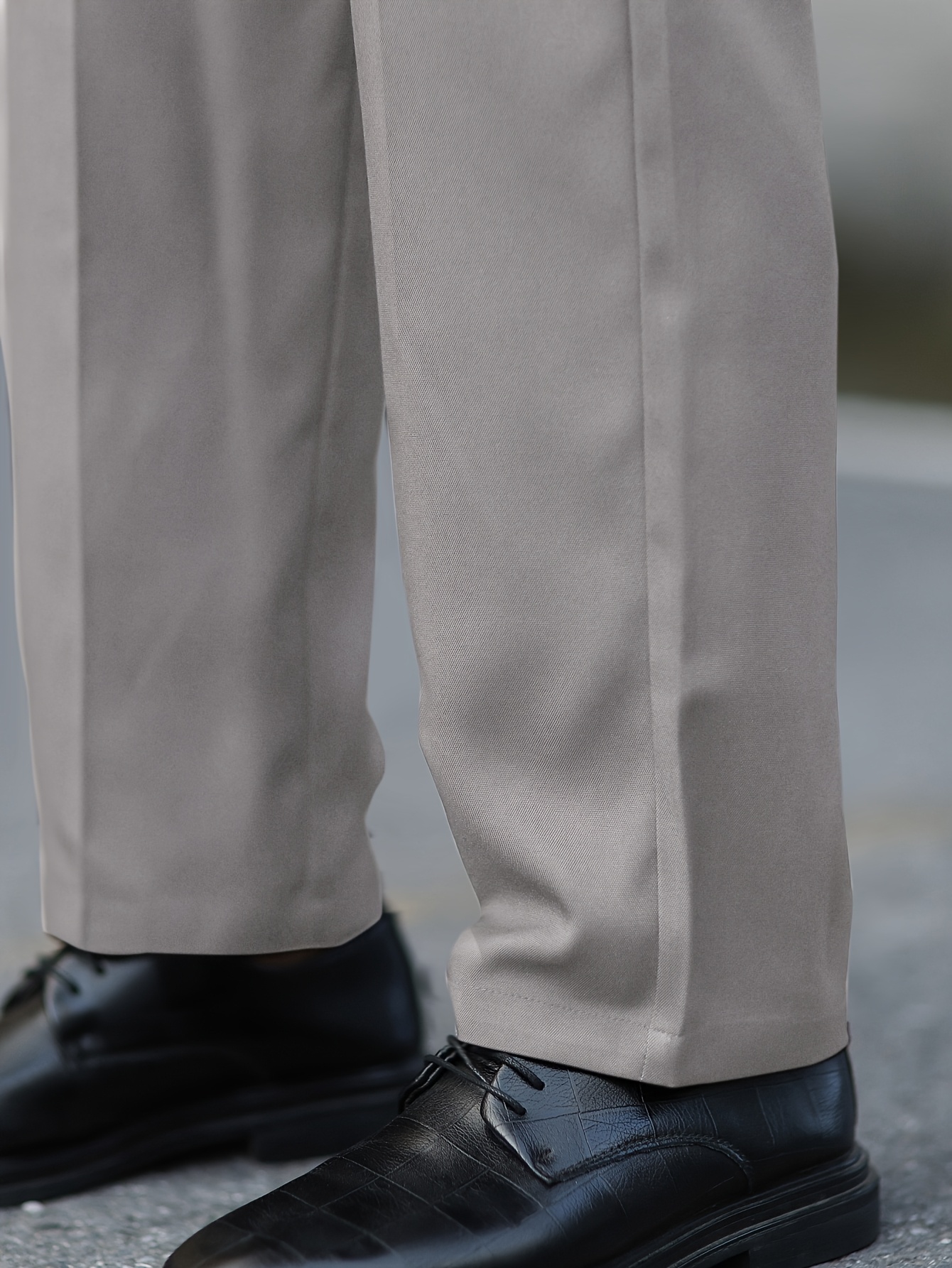 Men's Classic Straight-Leg Suit Pants with Decorative Back Pockets, Polyester, Non-Transparent, Solid Color, All Seasons, Formal Attire|Sophisticated Style|Tailored Fit