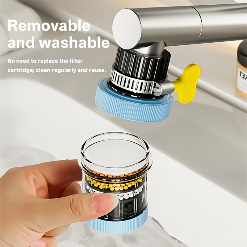 [Universal Kitchen Faucet] Musurjoy 1pc Universal Kitchen Faucet Filter Splash Proof Water Filter with Removable Cartridge for Easy Cleaning, Universal European & American Sink Faucet Adapter, Improves Water Taste & Clarity, Summer New Model