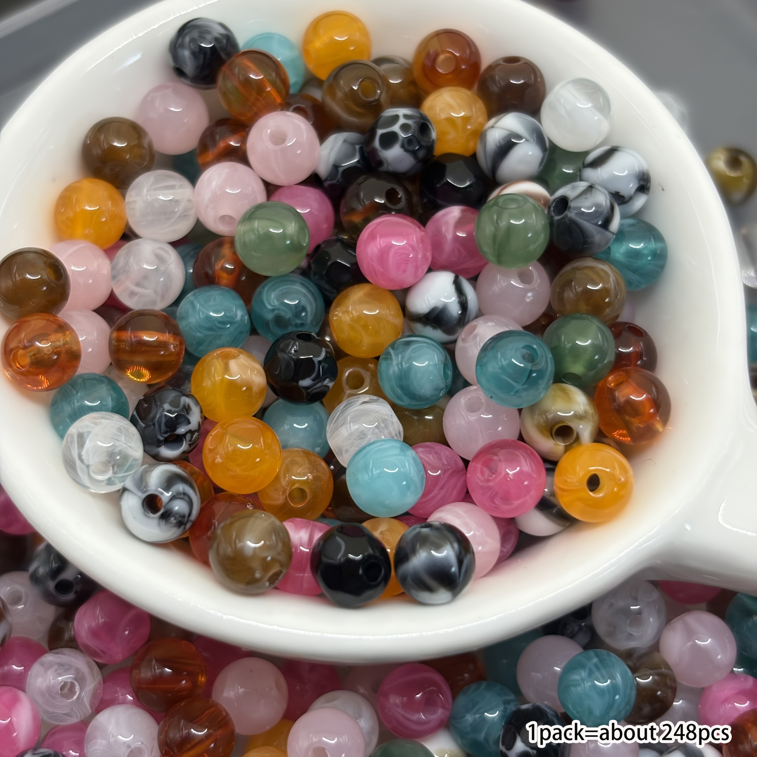 TEMU 248pcs Dual-color Vintage Beads - 6mm High-quality Suitable For Jewelry Making, Bracelets, Necklaces, Sewing Crafts - Compatible For Diy Beading