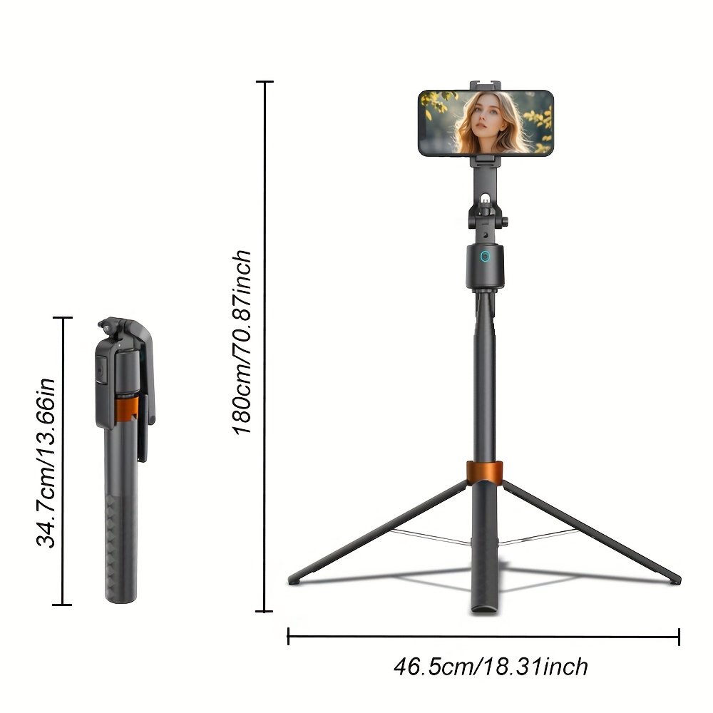 Desiontal Stick With Tripod Stand Fully Automatic 360° Face Tracking, Telescopic Selfie Stick Foldable For Storage Compatible With Iphone, Compatible With & Compatible With Phones